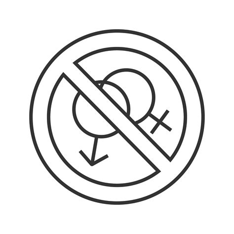Prohibition Circle With Male And Female Signs Linear Icon Thin Line