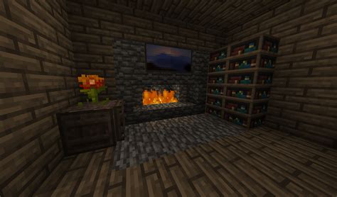 Detail Cozy Fireplace Using Upside Down Stairs And Half Steps Minecraft