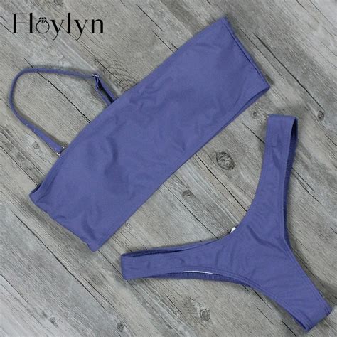 Floylyn Summer 2018 Brazilian Thong Swimwear Sexy Bandeau One Shoulder