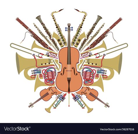 Orchestra Instruments Set Cartoon Graphic Vector Image