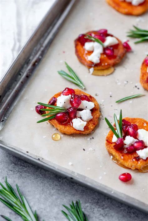 Sweet Potato Crostini With Goat Cheese And Pomegranate