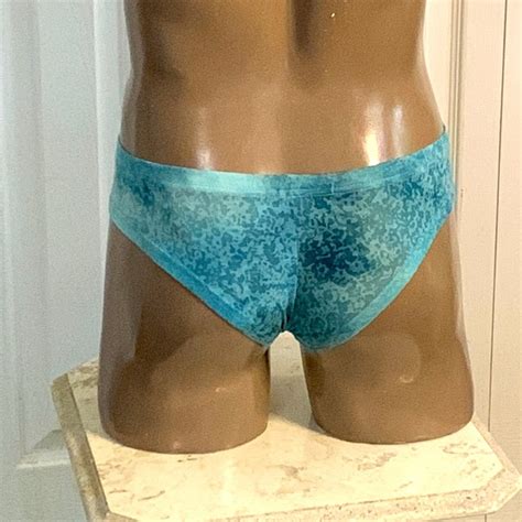 Andres Velasco Underwear Socks New Blue Water Pattern Burnout Bikini Brief By Andres