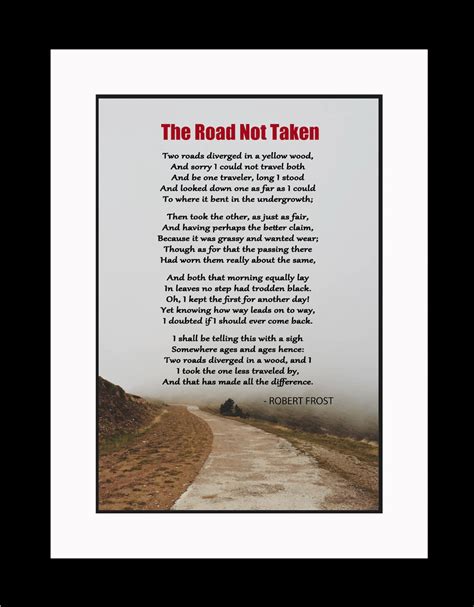 The Road Not Taken Poem By Robert Frost Motivational Poster Etsy