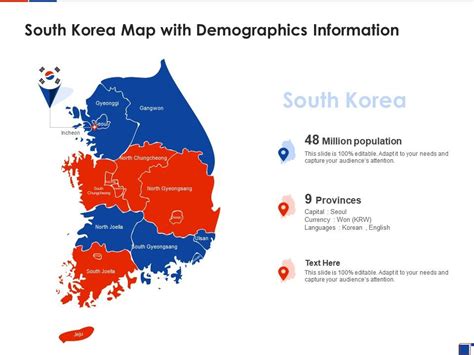 South Korea Map With Demographics Information Presentation Graphics Presentation Powerpoint