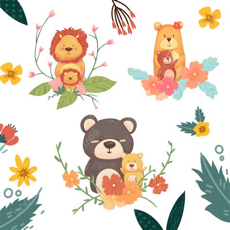 Spring Forest Animal Cartoon Combination Spring Forest Animal Png