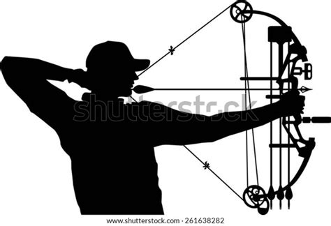 Hunter Aiming Compound Bow Stock Vector Royalty Free 261638282