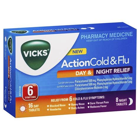 Buy Vicks Action Cold And Flu Day And Night Relief 24 Pack Online At Chemist Warehouse®