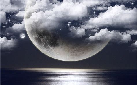 Awesome moon wallpaper for desktop, table, and mobile. ocean, Clouds, Moon, Photomanipulation Wallpapers HD ...