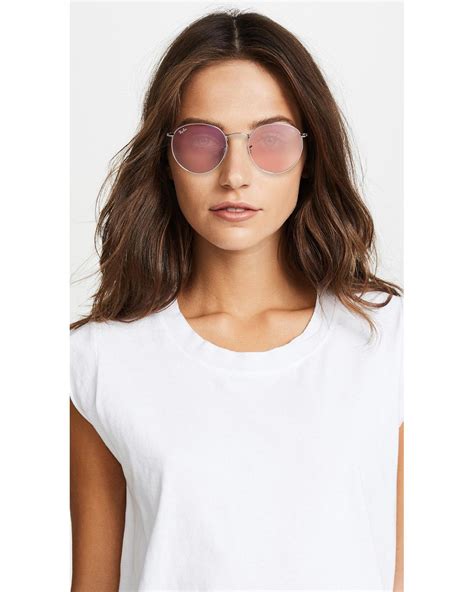 Ray Ban Rb3447 Round Metal Evolve Sunglasses In Pink Lyst