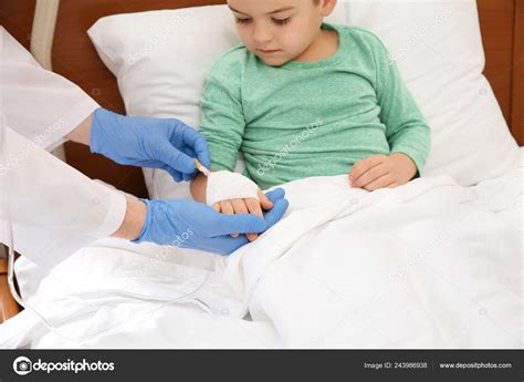 Doctor Adjusting Intravenous Drip Little Child Hospital Stock Photo By