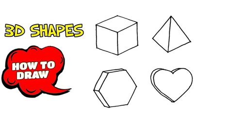 How To Draw 3d Shapes For Kids Step By Step Sketch Of 3d Shapes In