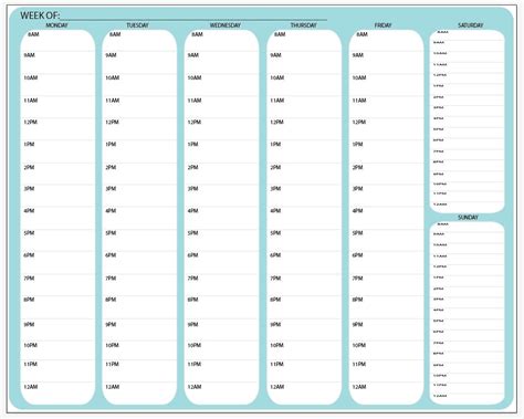 Scheduling Half Hour By Hour Day Planner