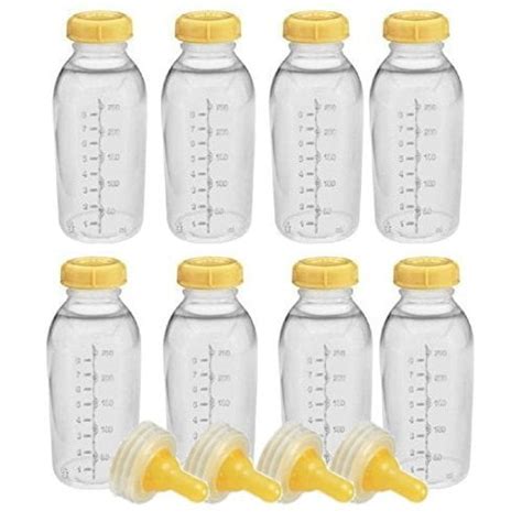 Medela Breastmilk Collection Storage Feeding Bottle With Lids 8 Pack 8 Bottles 8 Lids And 4
