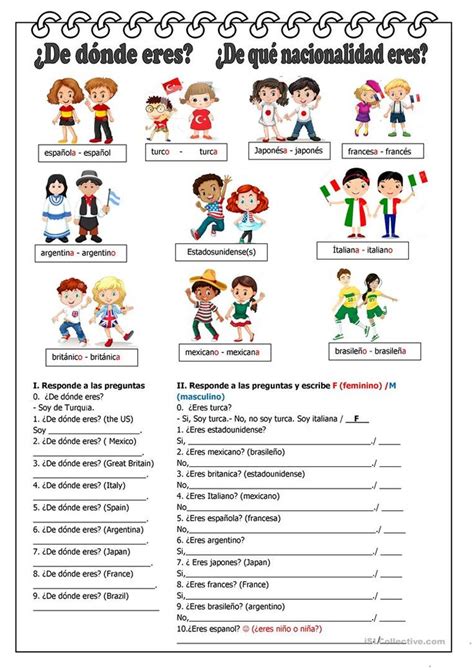 Paises Y Nacionalidades Español Ele Hojas De Trabajo Recursos De