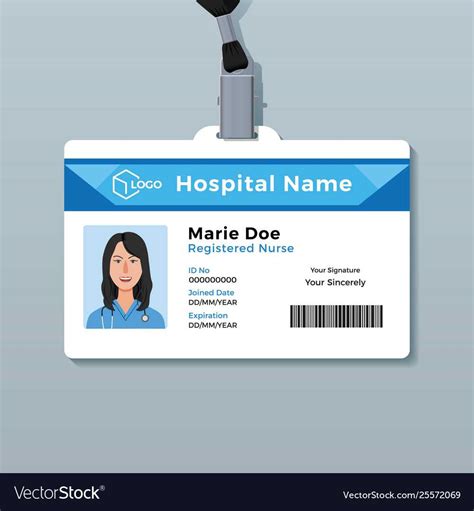 Nurse Id Card Medical Identity Badge Template Vector Pertaining To