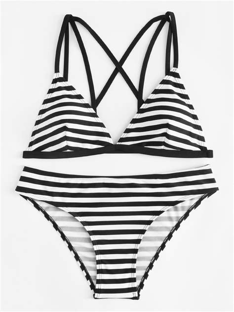 Strappy Striped Bikini Set Shein Usa Hot Sex Picture