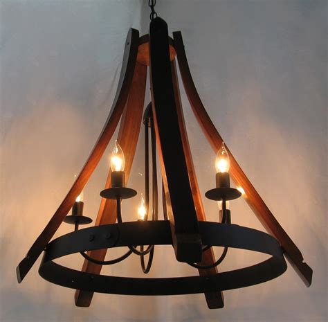 Ceiling lights as a general light source Custom Made Cervantes, Wine Barrel Chandelier Recycled Oak ...