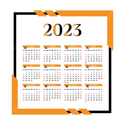 2023 Calendar With Black And Yellow Unique Geometric Shape Calendar