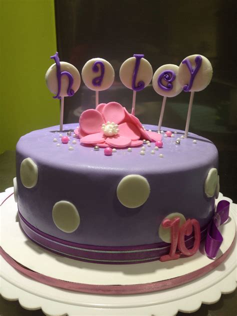 Girly Cake For A Ten Year Old Fondant Pink And Purple Cake Girl Cakes Girly Birthday Cakes