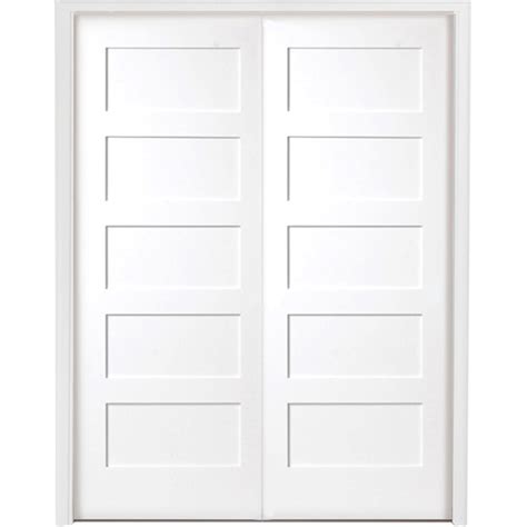 Steves & Sons 48 in. x 80 in. 5-Panel Shaker White Primed ...
