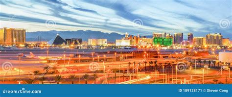 Panorama Of Las Vegas Skyline At Sunset Editorial Photo Image Of
