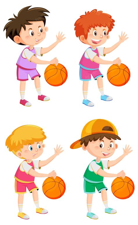 Premium Vector A Boy Playing Basketball Cartoon