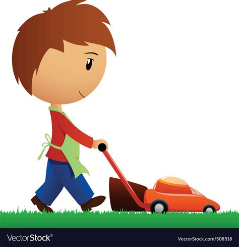 Man Cutting The Grass With Lawn Mower Royalty Free Vector