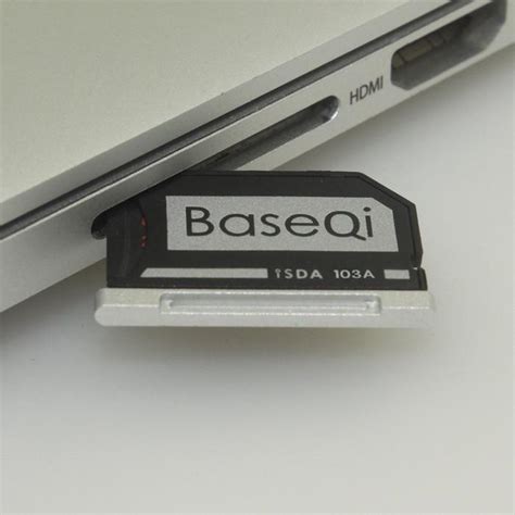 I either connect my camera to my mbp or i use an external usb card reader. 103A Original Baseqi Aluminum Minidrive Micro Sd Card Adapter Card Reader For Macbook Air 13''