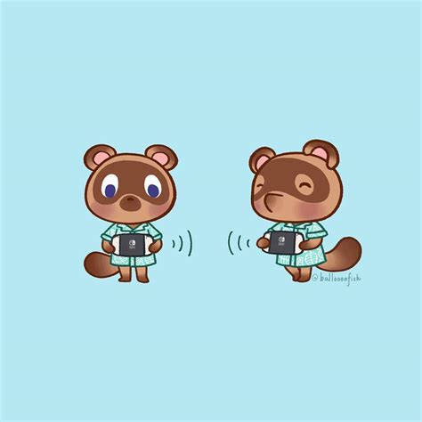 Timmy Tommy Tanuki Playing Animal Crossing Switch Game Animal