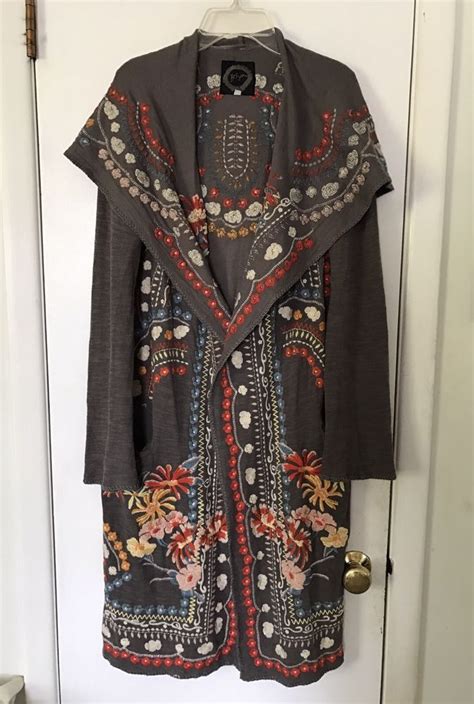 Check out the video tutorial too. BIYA BY JOHNNY WAS GREY MULTI FLORAL EMBROIDERED LONG ...