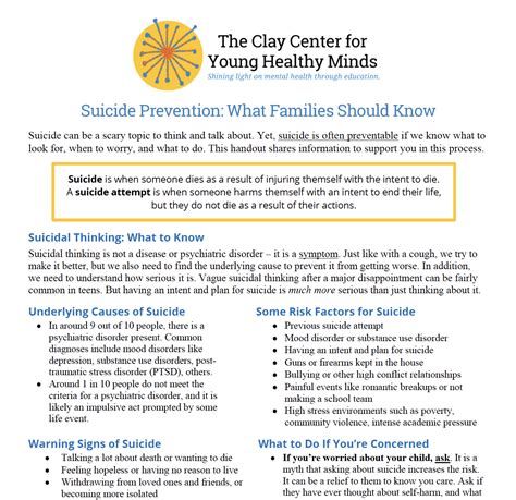 Suicide Prevention When Teens Talk Of Suicide Mgh Clay Center