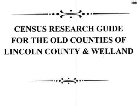 M002 Lincoln Welland Census Research Guide 9 Pgs Ontario Ancestors