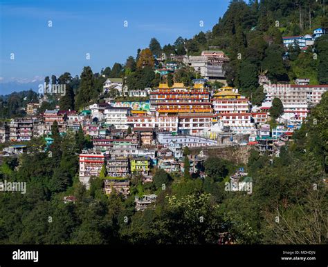 Colourful Buildings In The Town Of Darjeeling On A Mountainside