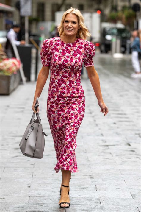 Charlotte Hawkins In A Red Floral Dress Arrives At The Global Studios