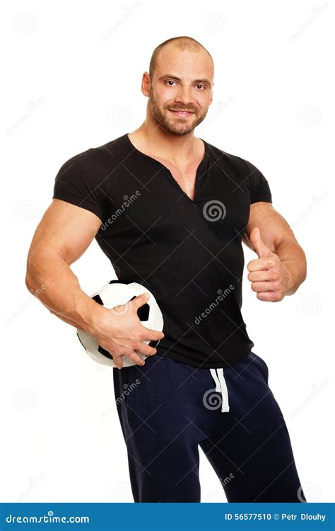 Muscular Young Holding Ball Stock Photo Image Of Attractive Black