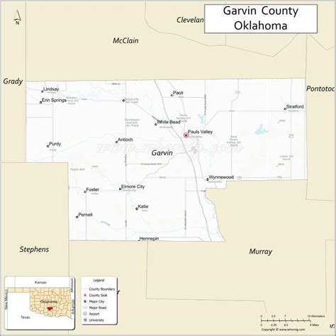 Map Of Garvin County Oklahoma Where Is Located Cities Population