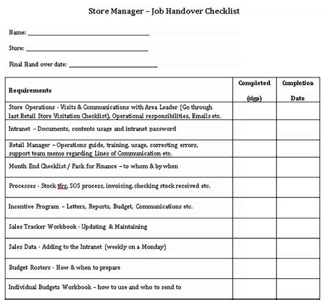 Resignation Checklist Template