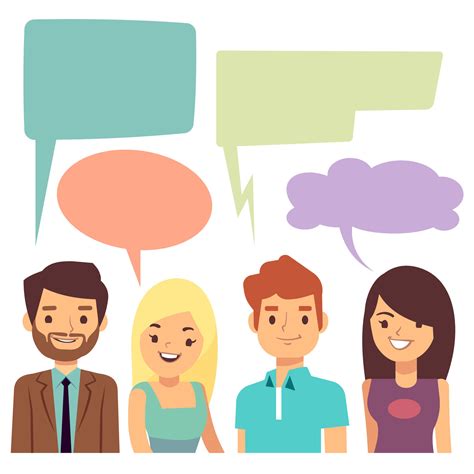 Vector conversation concept with people and blank thinking bubbles By ...