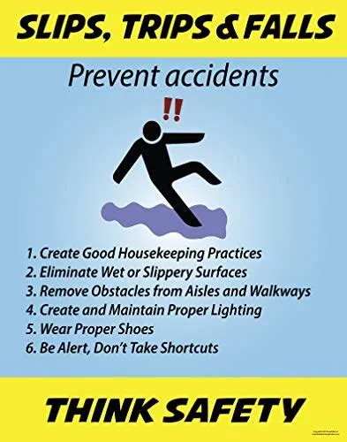 Buy Slips Trips And Falls Safety Poster Ppe 11x 14 Made In The