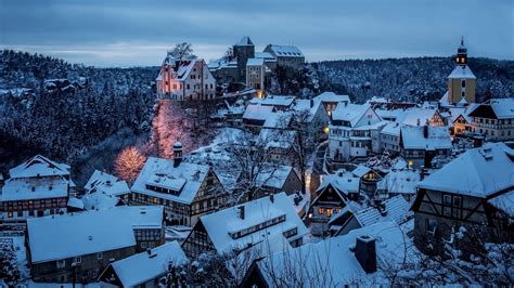 1920x1080 Hohnstein City Germany In Winter Snow 1080p Laptop Full Hd