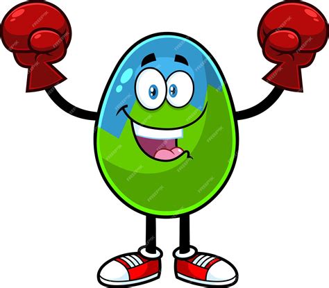 Premium Vector Easter Egg Cartoon Character Wearing Boxing Gloves