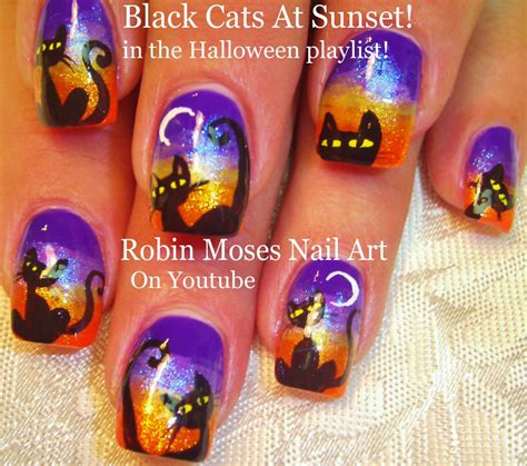 Nail Art By Robin Moses Cat Clip Art Halloween Cats Halloween