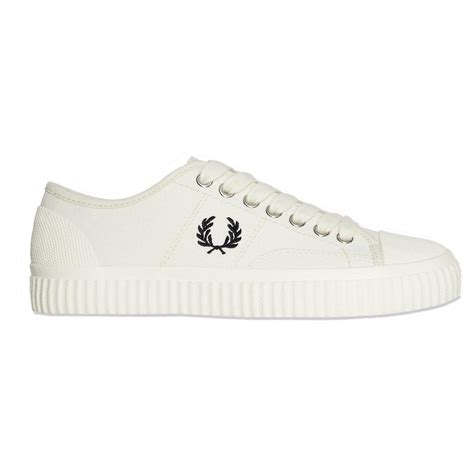 Fred Perry Hughes Low Mens Canvas Trainers Light Ecru