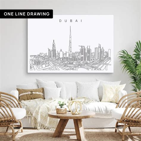 Dubai Skyline Canvas Wall Art Dubai Canvas Art Print With Etsyde