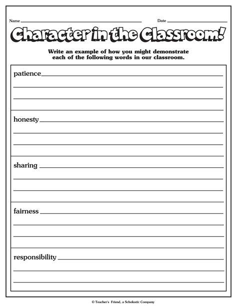 Identifying Character Traits Worksheet