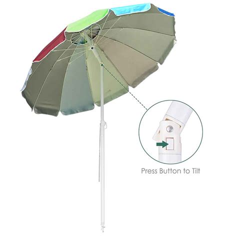 Yescom Rainbow Beach Umbrella Tilt 6 Ft 12 Rib W Anchor Yescomusa
