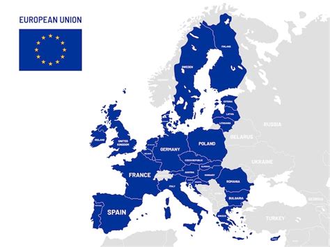 Mapa De Países De La Unión Europea Nombres De Países Miembros De La Ue