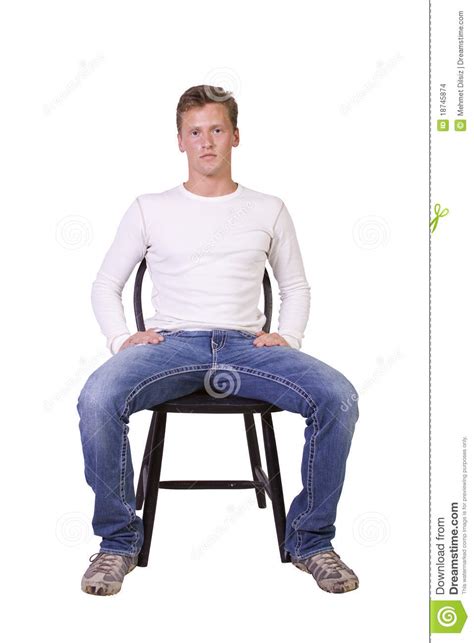 White Man Sitting On Chair Relaxed Stock Images Image