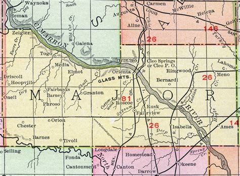 Major County Oklahoma 1911 Map Rand Mcnally Fairview Cleo Springs