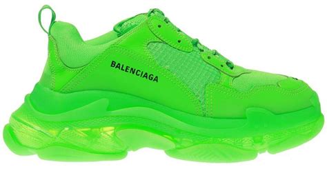 Balenciaga Mens Triple S Mesh And Leather Clear Sole Sneakers In Green